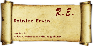 Reinicz Ervin névjegykártya